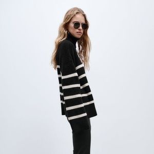 ZARA Oversized Striped Turtleneck Sweater